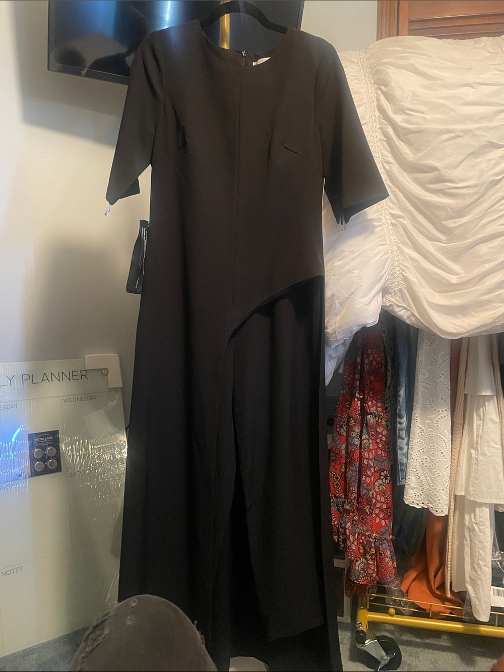 Kay Unger Black Asymmetrical Midi Dress/ Jumper